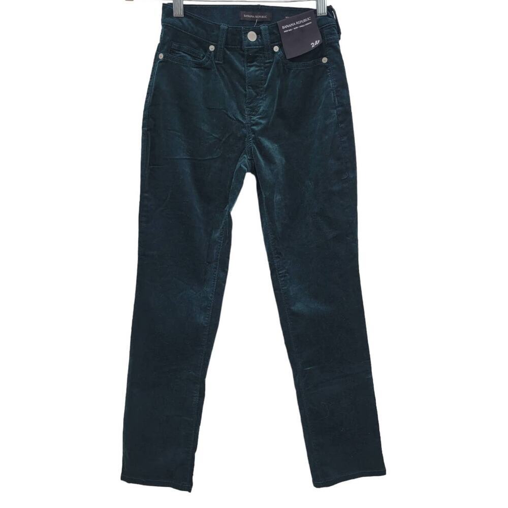 Banana Republic High Rise Slim Velvet Galactic Green Ankle Jean Sz 24P NWT - Picture 3 of 7